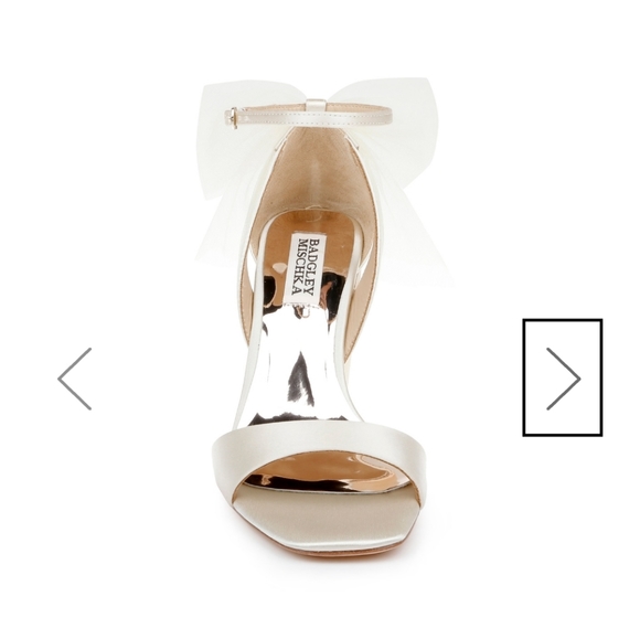 Badgley Mischka Kim Mesh Bow Block Heel in Ivory - Picture 4 of 5